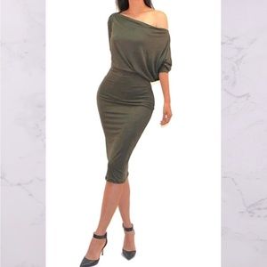 Jersey Knit-Bodycon-Off-the-Shoulder Dress